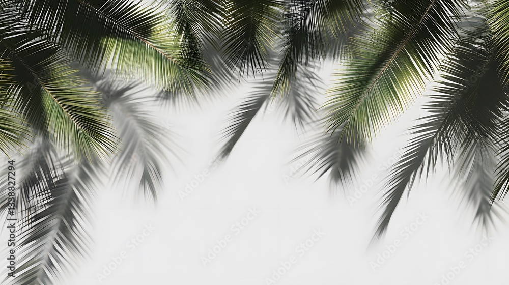 Naklejka premium 7. Coconut palm leaves shadow and silhouette effect over a transparent background for a summer aesthetic