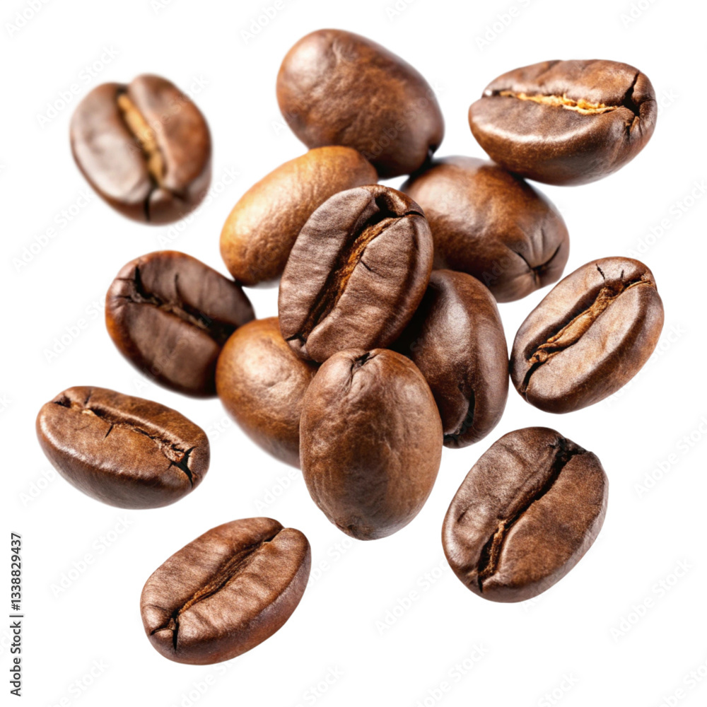 Roasted Coffee Beans Falling on Black Background, Aromatic Coffee Beans Roasted Coffee Beans Falling on Black Background, Aromatic Coffee Beans