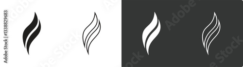 Minimalist Steam Wave Icon – Black and White Abstract Symbol for Branding and DesignAdobe Illustrator Artwork