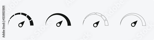 Minimal Speedometer Gauge Icons in Progression Styles