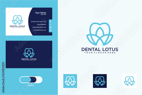 Dental Lotus Logo Design with Business Cards