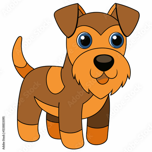 Playful Pup: An adorable cartoon dog, with a cheerful expression, stands ready to brighten anyone's day. The illustration radiates charm.
