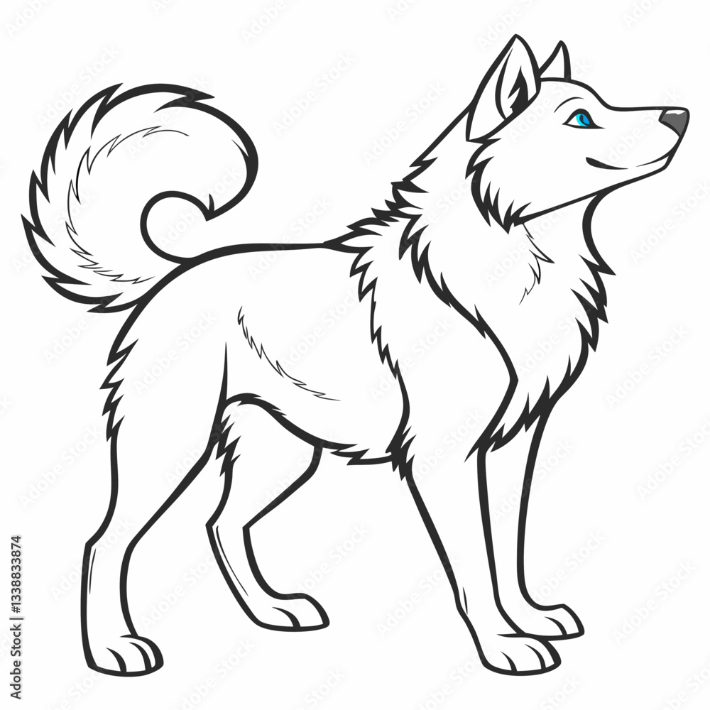 Husky Sketch: A stunning digital illustration of a husky with blue eyes stands gracefully, embodying both strength and serenity. Husky Sketch: A stunning digital illustration of a husky with blue eyes stands gracefully, embodying both strength and serenity.