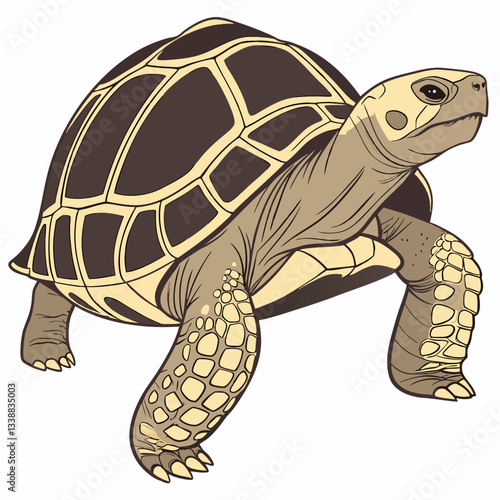 Vector art of a detailed illustration vector design of a tortoise isolated on white background