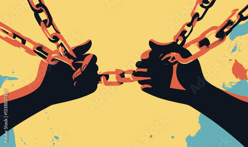 Hands Breaking Chains: Symbol of Liberation and Abolition in Minimalist Vector Art