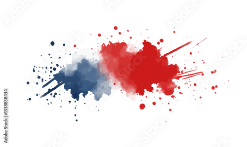 Vibrant Abstract Watercolor Stain in Red and Blue Minimalist Style Vector Art
