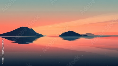Wallpaper Mural Serene Sunset over Calm Waters with Island Reflections Torontodigital.ca