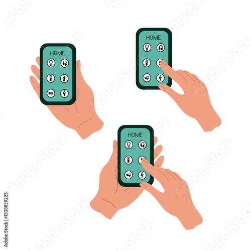 A set of isolated hands holding a smartphone