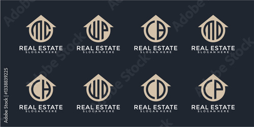 Eight Real Estate Monogram Logos Pixel Art Design