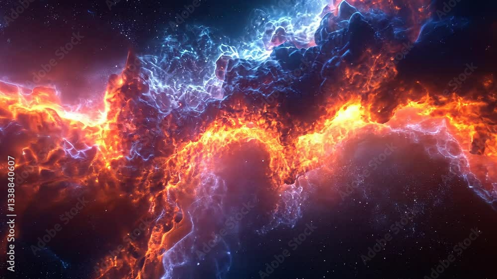 Cosmic energy waves pulsating across vibrant nebulae in deep space Cosmic energy waves pulsating across vibrant nebulae in deep space