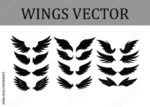 Unleash Your Imagination with Our Wings Vector Set – Stunning Designs Full of Power, Grace, and Elegance, Ready to Elevate Your Projects to Soaring New Heights of Creativity. logo.