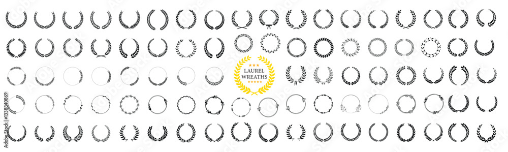 A set of Laurel wreaths collection. Laurel wreaths vector set, Simple black laurel wreath vector icon set. Award, success, champion sign EPS 10 A set of Laurel wreaths collection. Laurel wreaths vector set, Simple black laurel wreath vector icon set. Award, success, champion sign EPS 10