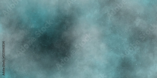 Abstract GRAY and BLUE isolated cloud cumulus clouds. BLUE aquarelle painted realistic fog or mist smoky textured canvas design. White and ash messy wall stucco texture background.	
