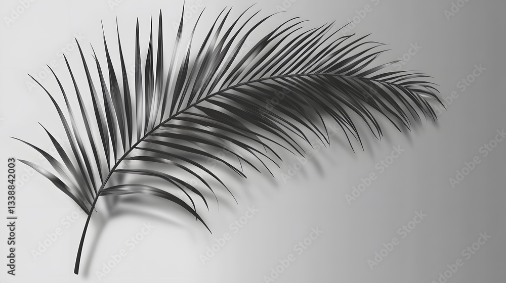 Fototapeta premium 44. Beautiful palm frond shadow effect isolated on a transparent background for summer design themes