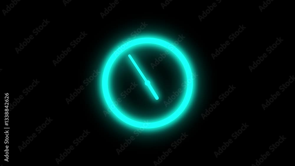 Minimalist Simple Clock Isolated Animation on Black Background, Counting down minimalist clock Minimalist Simple Clock Isolated Animation on Black Background, Counting down minimalist clock