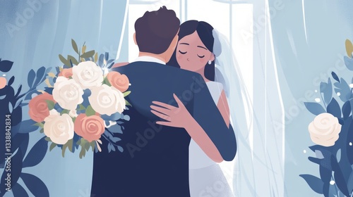 A Middle-age Hugging His Grown-up Daughter In Her E3a9f0dd-8 1094