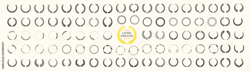 A set of Laurel wreaths collection. Laurel wreaths vector set, Simple black laurel wreath vector icon set. Award, success, champion sign EPS 10 A set of Laurel wreaths collection. Laurel wreaths vector set, Simple black laurel wreath vector icon set. Award, success, champion sign EPS 10