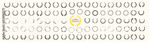 A set of Laurel wreaths collection. Laurel wreaths vector set, Simple black laurel wreath vector icon set. Award, success, champion sign EPS 10