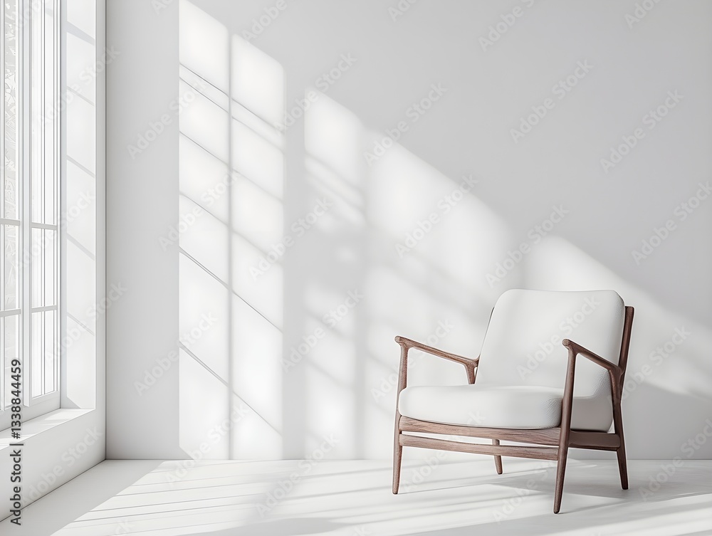 Fototapeta premium A chair with an empty wall in the background