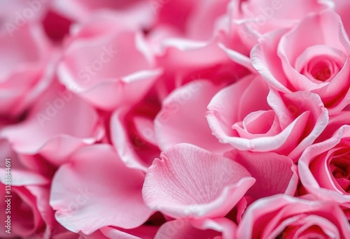 Softly blurred pink rose petals create a romantic background, blossom, summer