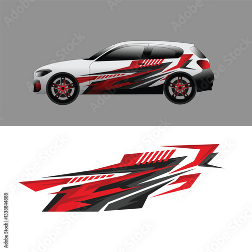 suv car wrap sticker design vector with racing stripe style