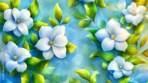 Floral Elegance Blue and Green