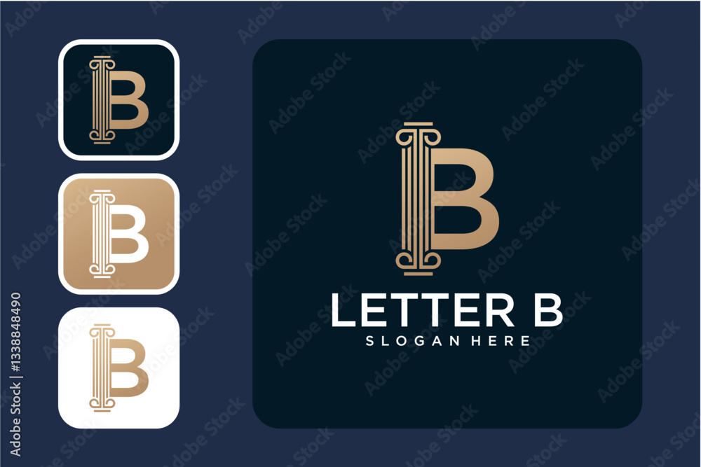 Elegant Gold Letter B Logo Design Elegant Gold Letter B Logo Design
