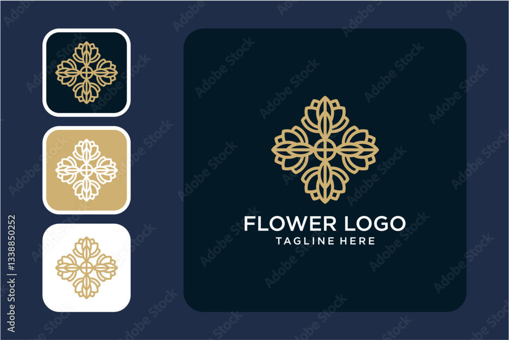 Fototapeta premium Elegant Golden Flower Logo Design Template
