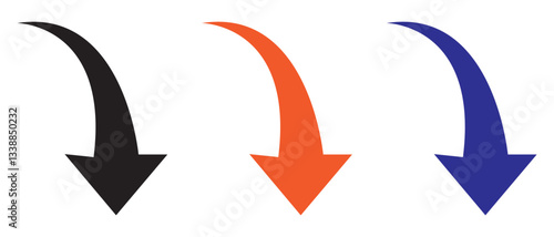 A simple, red, straight, curved arrows point to the up on a white background. Direction symbol. Arrow symbol for app, UI, web.