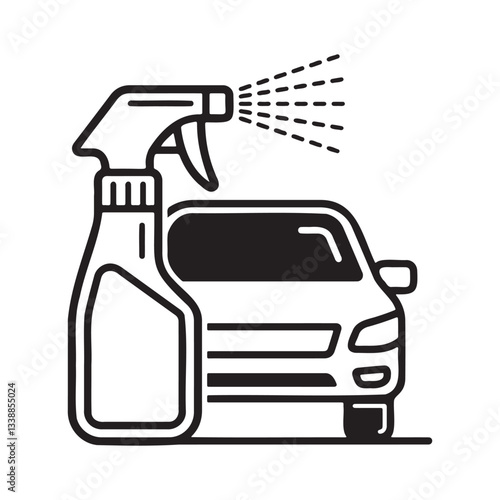 Car Cleaning Spray Bottle with Vehicle Icon.