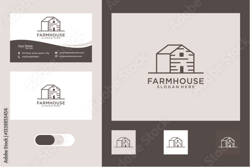 Farmhouse Logo Design Branding Business Card Template