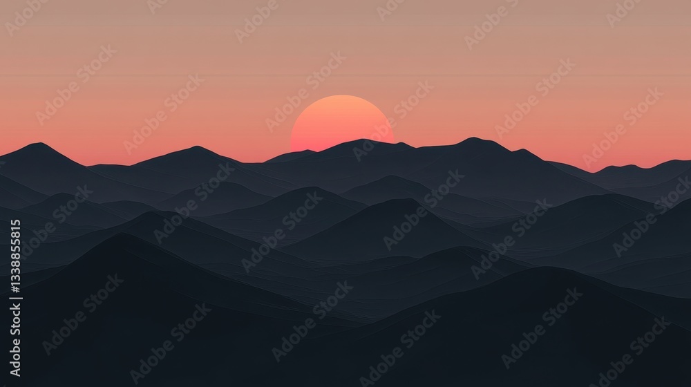 Fototapeta premium Sunset over rolling mountains.
