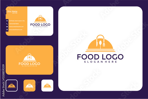 Food Logo Design Templates In Orange and White Pixel Art Style
