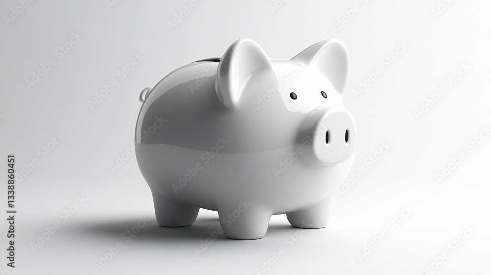 Cute white porcelain piggy bank isolated on a white background Cute white porcelain piggy bank isolated on a white background