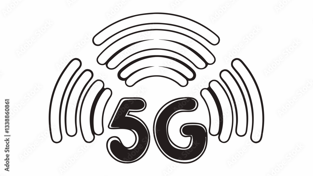 5G Icon: A sleek line icon representing the 5G network, with waves or signal bars indicating high-speed connectivity. 5G Icon: A sleek line icon representing the 5G network, with waves or signal bars indicating high-speed connectivity.