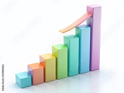 Free Download Pastel 3D Render of Upward Trending Business Growth Chart Aerial View - GFXLoad