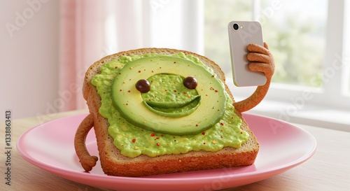 Avocado toast taking selfie