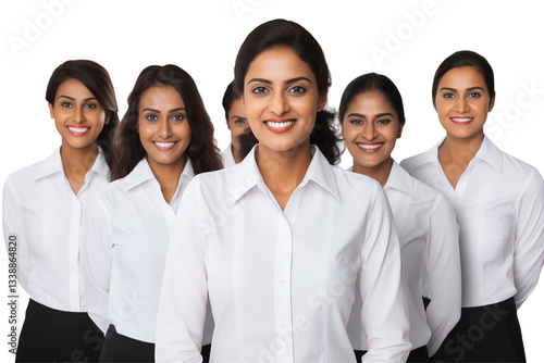 Group of smiling Indian businesswomen in business suits on a transparent background. Corporate recruitment. Wealthy women. Business leaders. Startup bosses. Indian. PNG cut out.