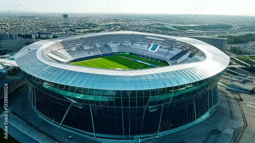 Aerial View of Modern design Stadium – Stunning 4K Drone Footage