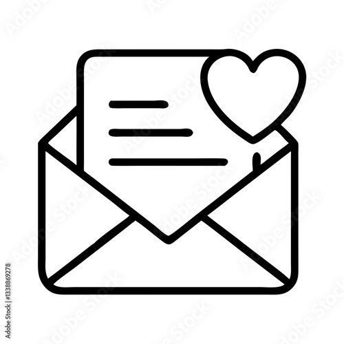 Love letter in an envelope with a heart symbol  