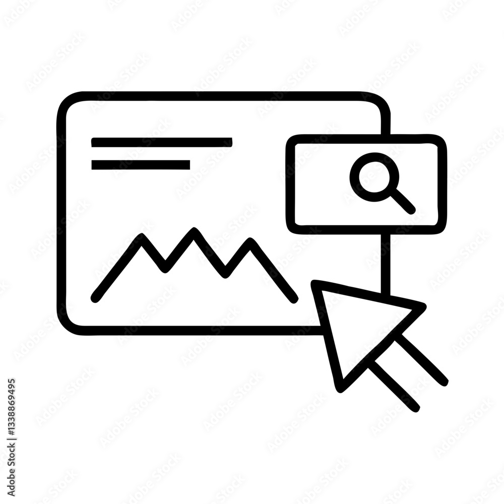 Image search concept with cursor and picture frame Image search concept with cursor and picture frame