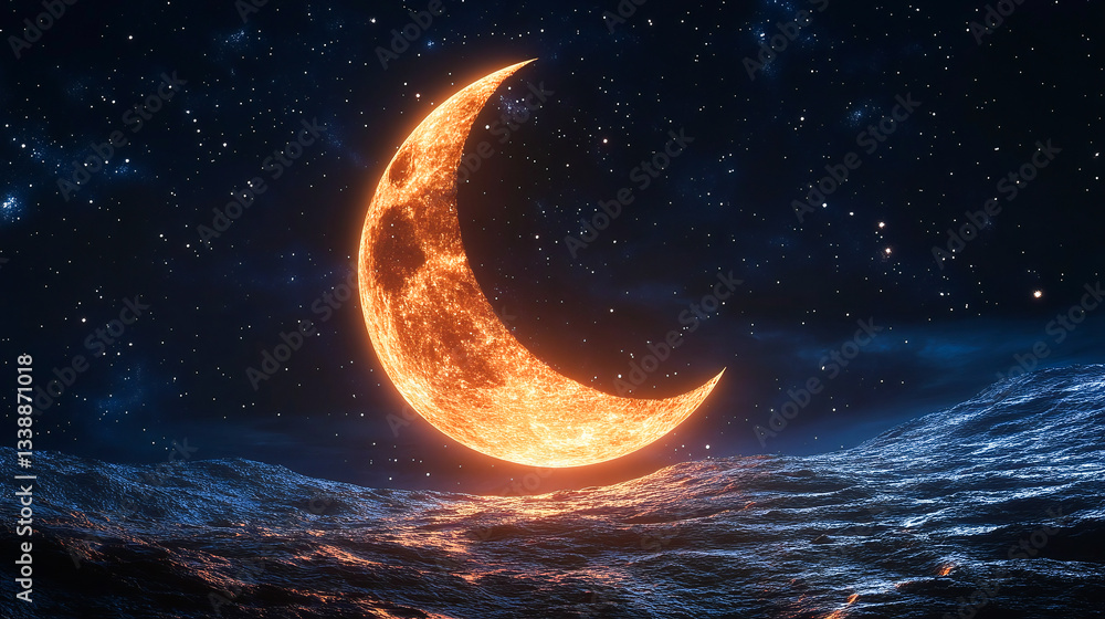 Fototapeta premium Holy Ramadan Kareem moon. Month of fasting for Muslims. illustration