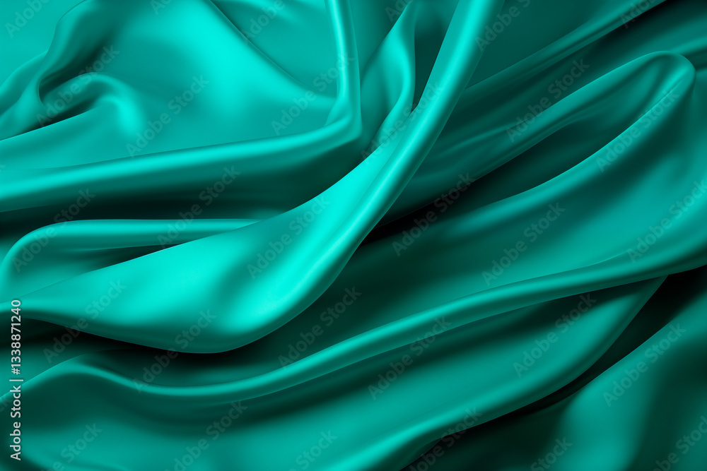 Cyan silk fabric background and texture. Image created with AI Cyan silk fabric background and texture. Image created with AI