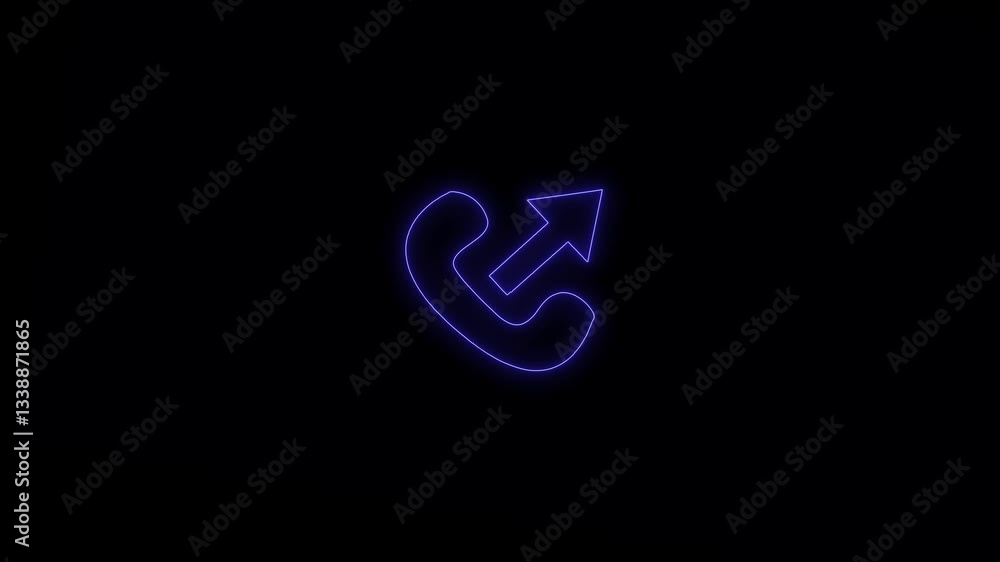 Abstract Incoming calling icon neon bright arrow blue color animation. Black background 4k video. Abstract Incoming calling icon neon bright arrow blue color animation. Black background 4k video.