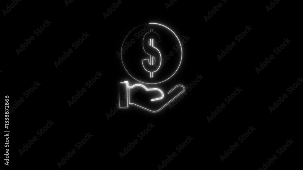 Hand, giving money simple icon This is a American Dollar .black background Hand, giving money simple icon This is a American Dollar .black background