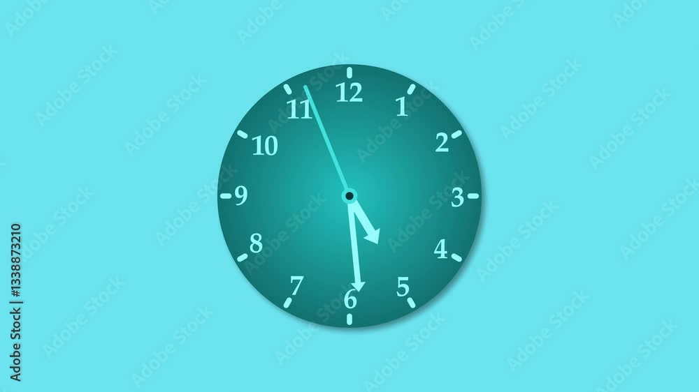 Minimalist analog clock animation, A simple clock face with white hour and minute hands on a red background Minimalist analog clock animation, A simple clock face with white hour and minute hands on a red background