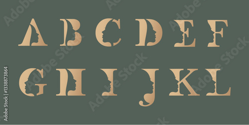 Gold Alphabet Letters On Dark Green Background