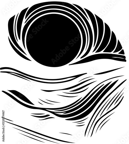 Subdued Contoured Sun Clean Vector Artwork