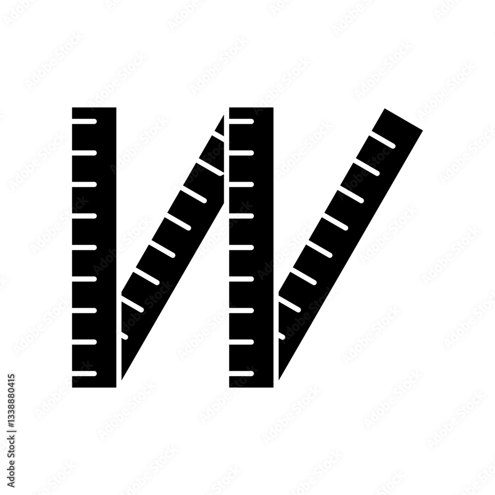 Typography Icon with Letter W Made from Measurement Ruler Design Typography Icon with Letter W Made from Measurement Ruler Design
