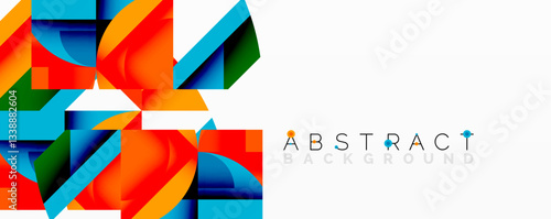 Abstract geometric artwork with interwoven angular and curved shapes, dynamic composition with smooth gradients and bold contrasts